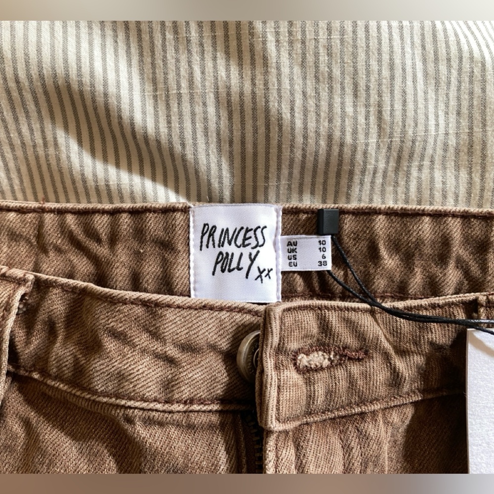 Y2K Princess Polly Cargo Brown Denim Mini Skirt - NWT - Picture 4 of 5
